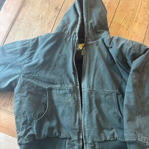 Cabela's vintage 90s canvas Hooded Zip Jacket in Green